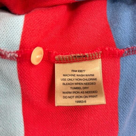 The Foundry Polo Shirt Mens Size L Tall Orange Blue Stripe Textured Knit - Picture 8 of 8